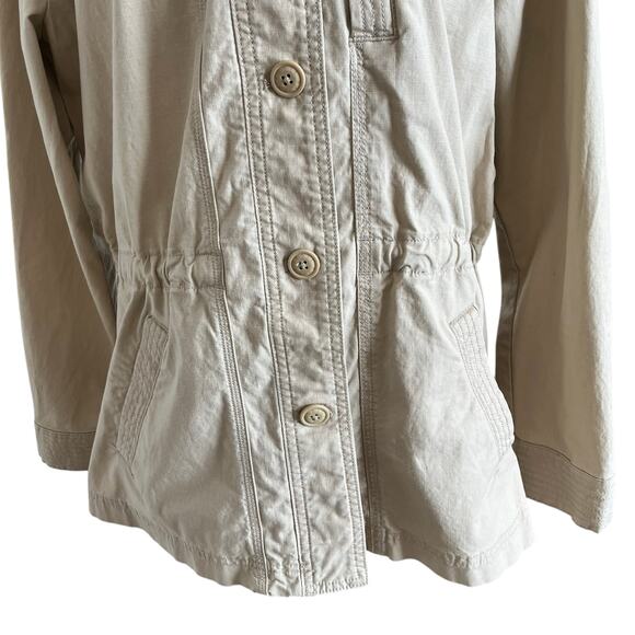 Eddie Bauer Jacket Women's Large Off-White Stretch Utility Drawstring Waist Long - Picture 3 of 9